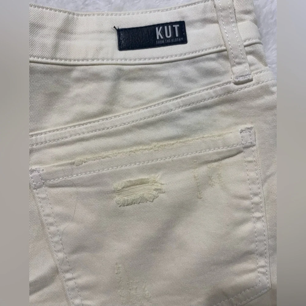 KUT from the Kloth Jane High Rise Short in Creamy White Fray Hem Size 2